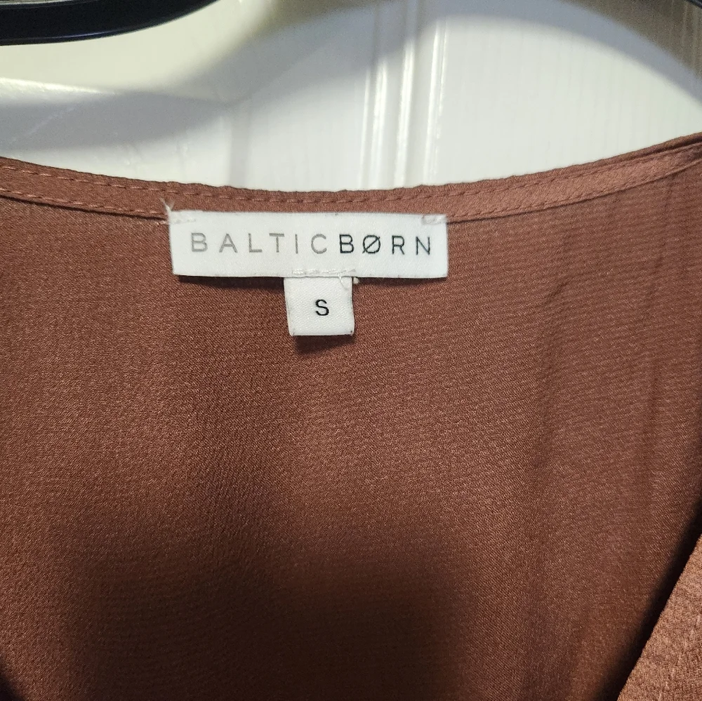 Baltic Born Sicily Satin Double Slit Maxi Dress in Rosy Brown NWOT - Picture 8 of 13